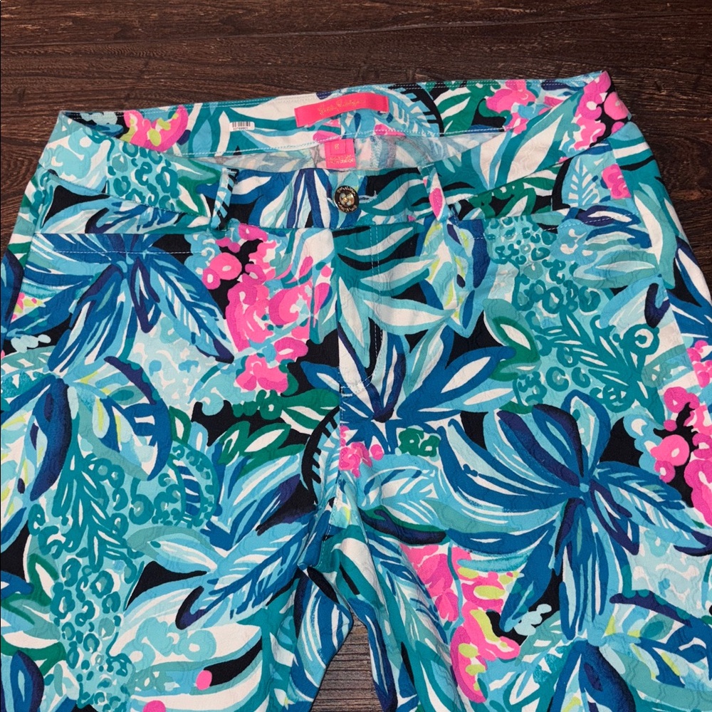 Lilly Pulitzer Kelly Skinny Ankle Pants 8 Maldives Green Tropical Print Stretch - Picture 5 of 8